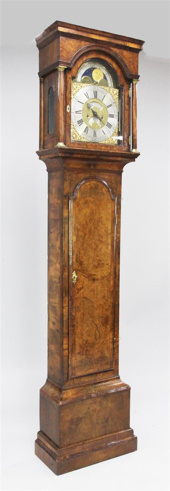 William Greaves, Leicester. A mid 18th century walnut eight day longcase clock, 7ft 3in.